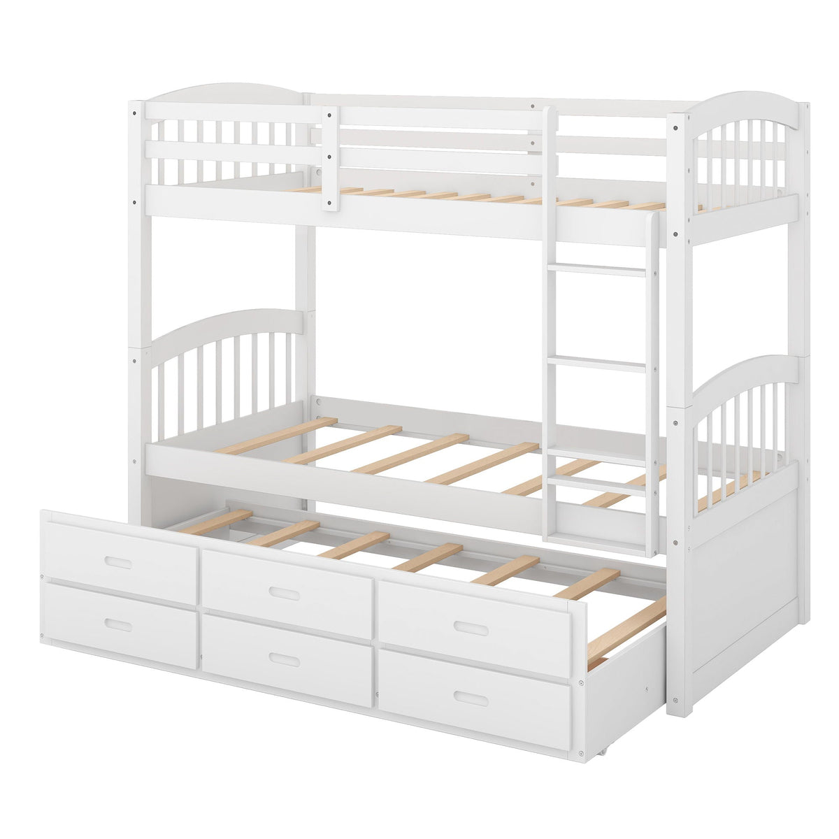 White bunk bed by HouseOfZazla with arched head/footboards, trundle and underbed drawers on Tampa Home & Garden Store