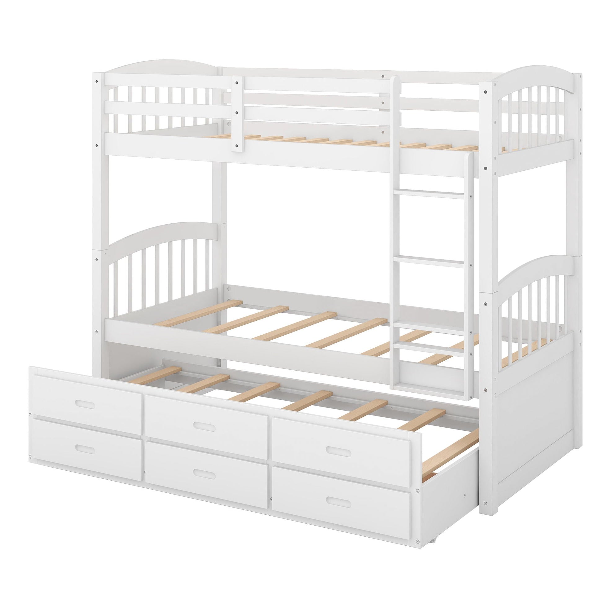 White bunk bed by HouseOfZazla with arched head/footboards, trundle and underbed drawers on Tampa Home & Garden Store