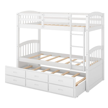 White bunk bed by HouseOfZazla with arched head/footboards, trundle and underbed drawers on Tampa Home & Garden Store