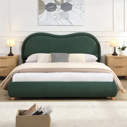 Upholstered Platform Bed with Curved Headboard