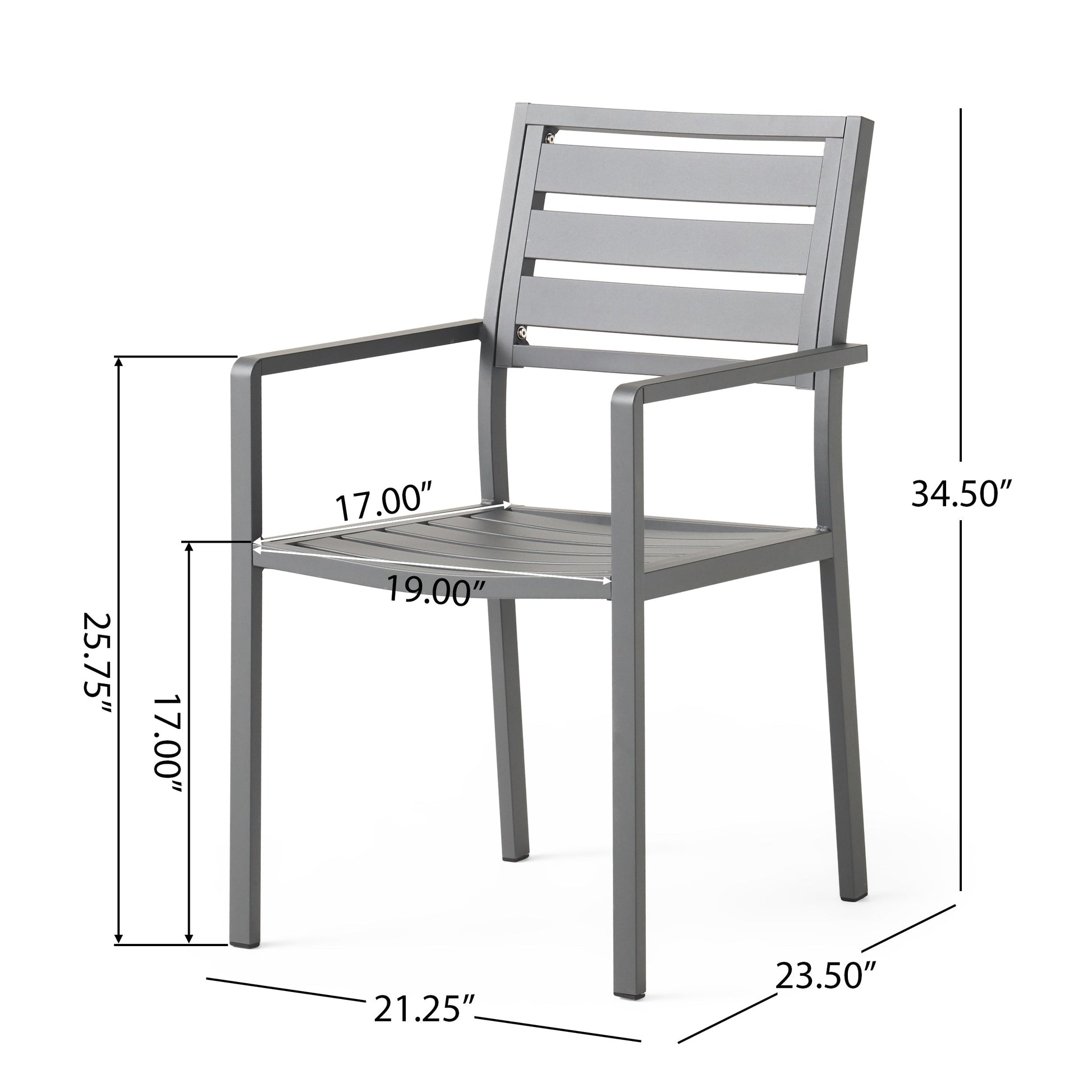 Outdoor Modern Aluminum Dining Chair set of 2 in gun metal gray by HouseOfZazla on Tampa Home & Garden Store