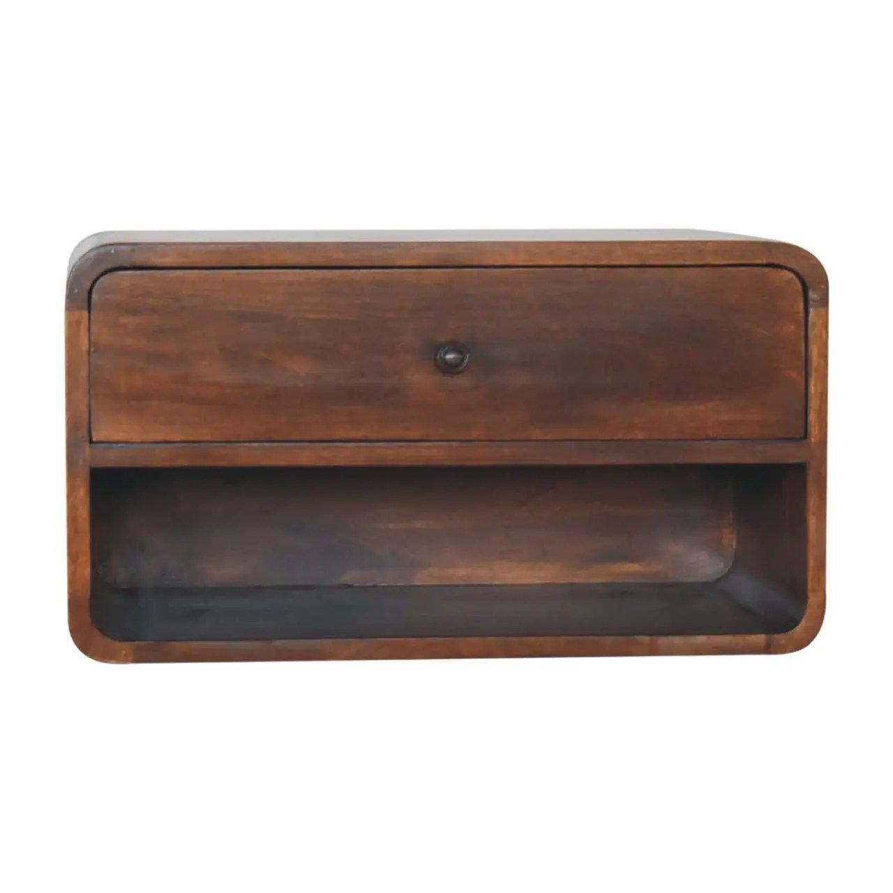 Curve Upper Slot Floating Nightstand with Drawer