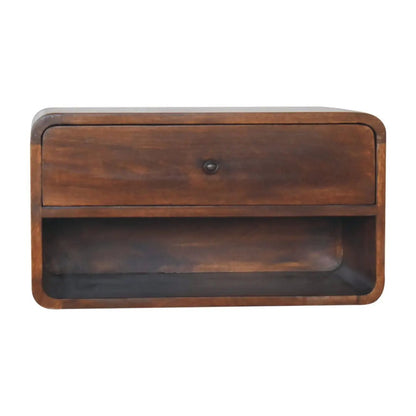 Curve Upper Slot Floating Nightstand with Drawer