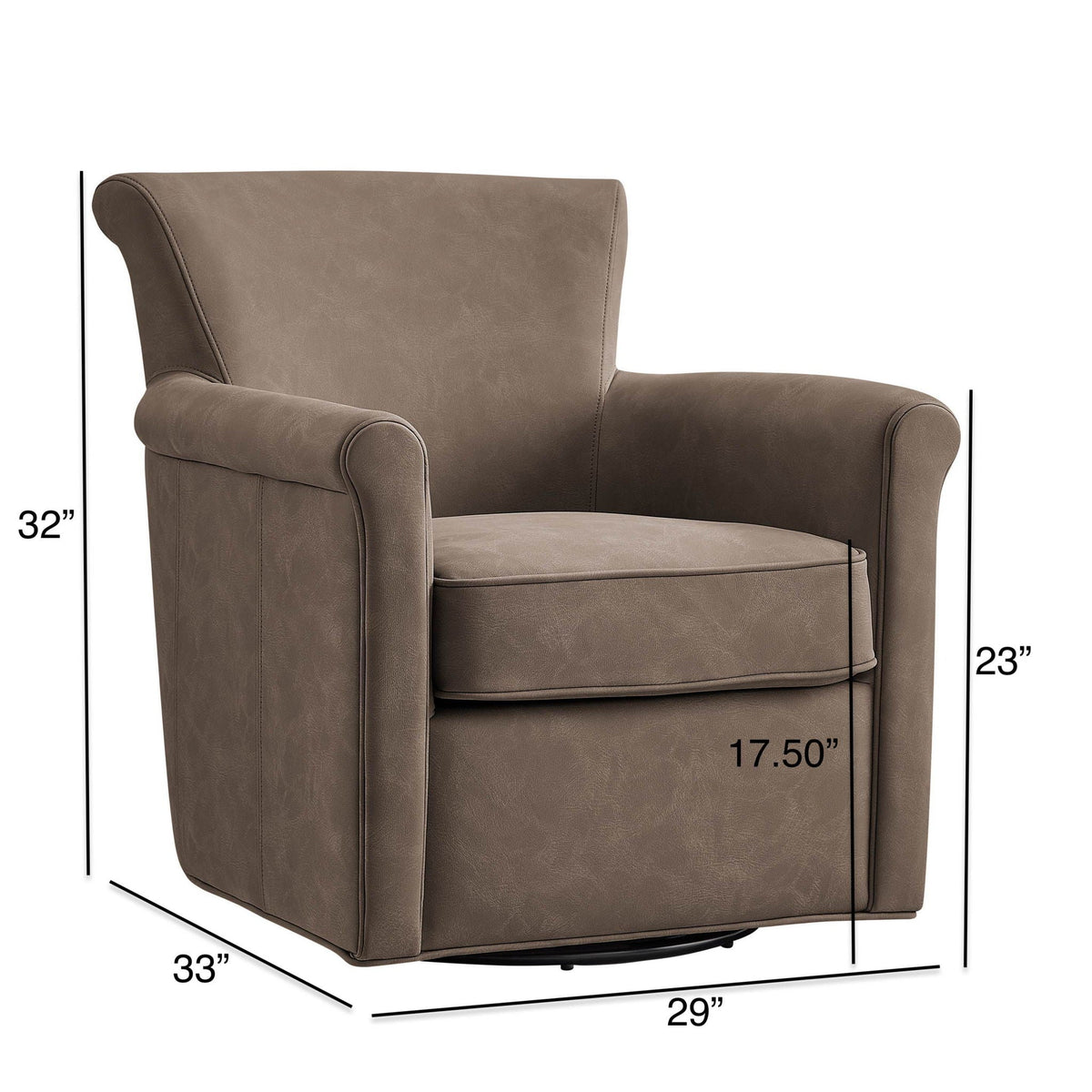 Westly Swivel Accent Chair, taupe faux leather upholstery with 360-degree swivel base on Tampa Home & Garden Store