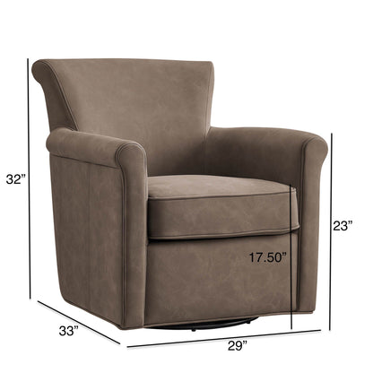 Westly Swivel Accent Chair, taupe faux leather upholstery with 360-degree swivel base on Tampa Home & Garden Store