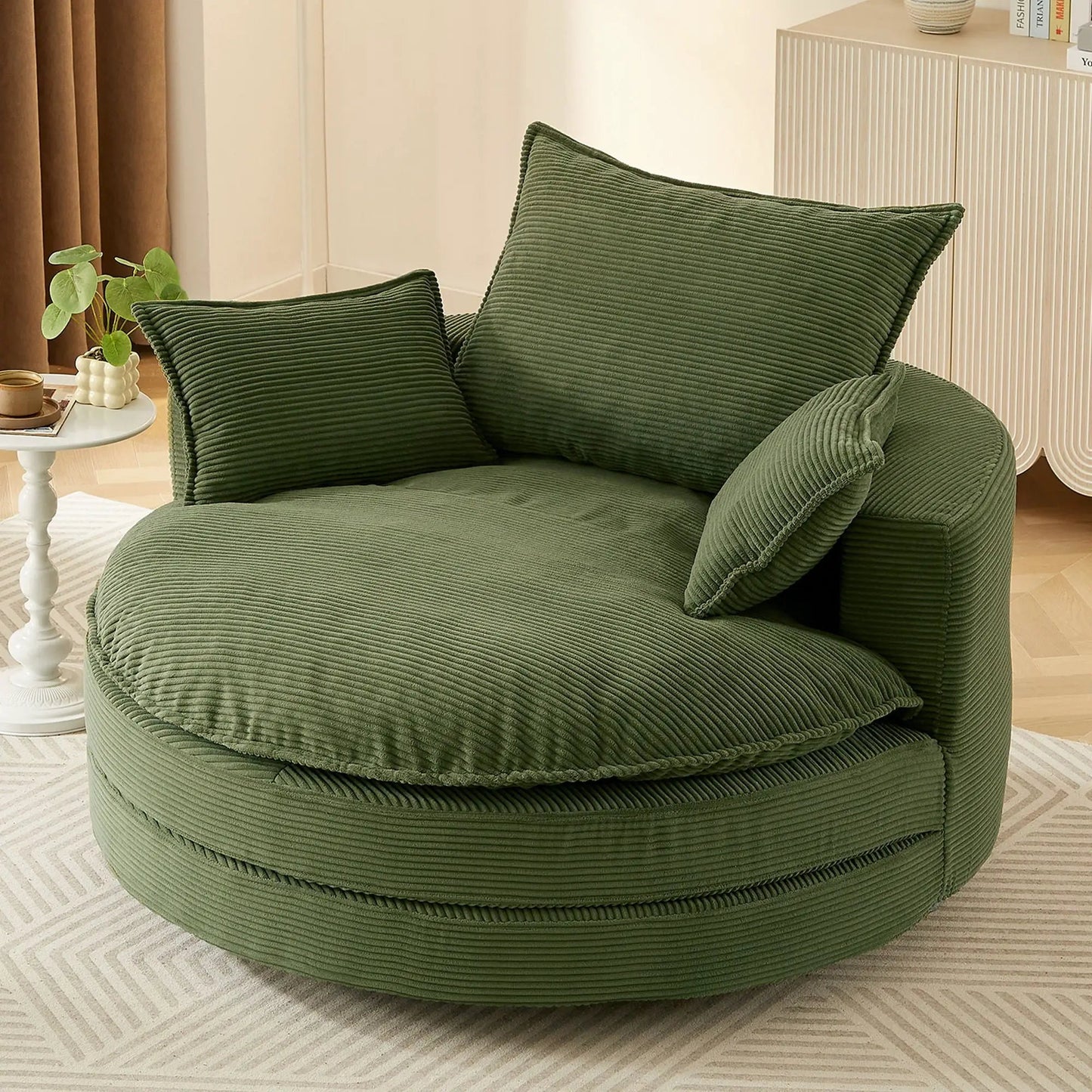 360 Degree Swivel Barrel Chair with Dual Cushions