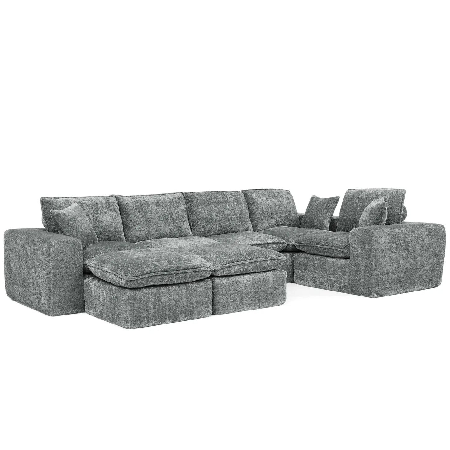 Sectional sofa with moveable ottoman in gray fabric, 3pc set by Unique Piece Furniture on Tampa Home & Garden Store
