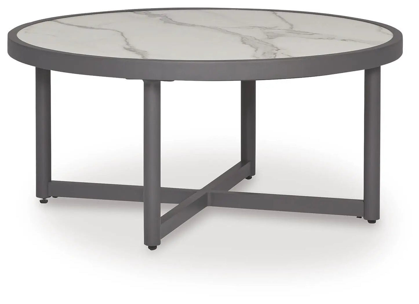 Ocean Beach Round Table in Gray Marble Look