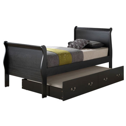 Elegant Trundle Bed by HouseOfZazla in dark wood with curved headboard and two drawers on Tampa Home & Garden Store