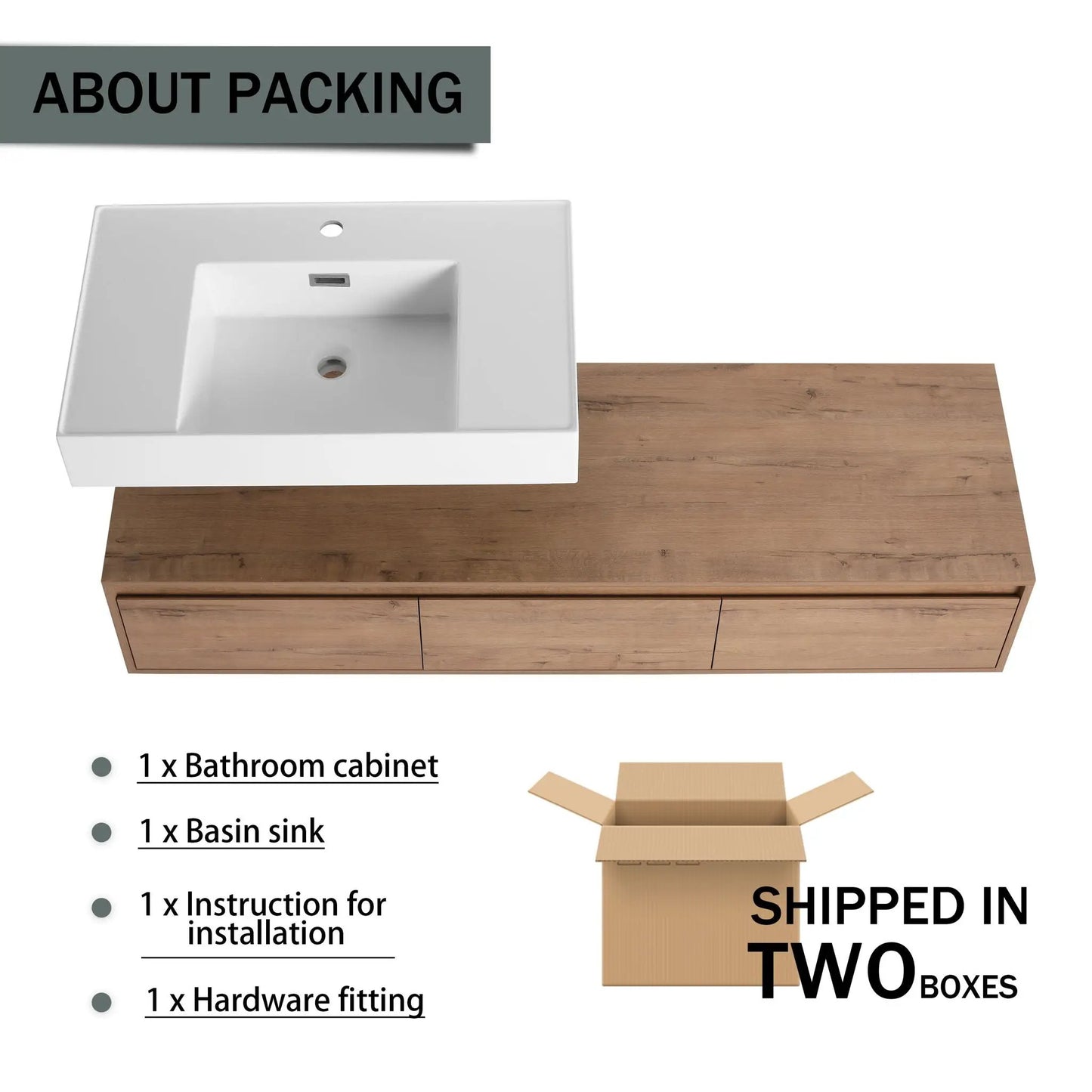 Modern Wall Mounted Vanity Resin Sink Drawer