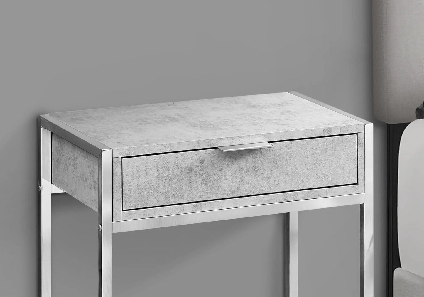 Accent side table with chrome frame and single drawer by Unique Piece Furniture on Tampa Home & Garden Store