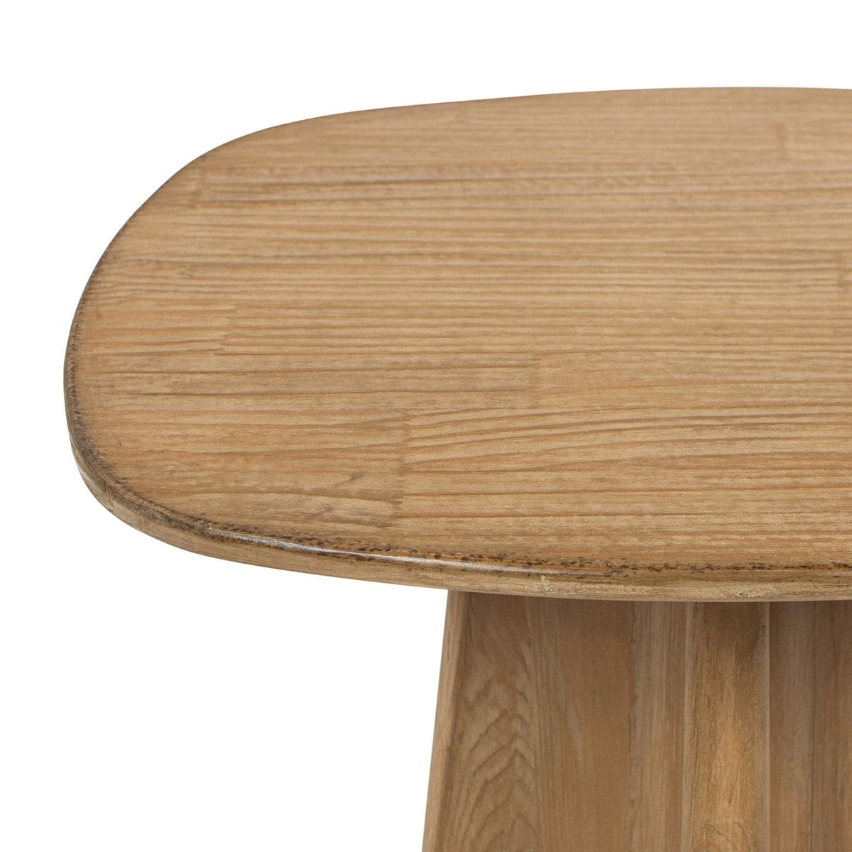 End table antique brown rectangular with sculptural pedestal base, wood grain HouseOfZazla on Tampa Home & Garden Store