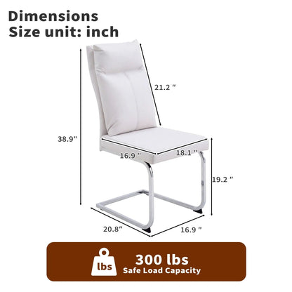 White cushioned modern dining chair set, 2-piece with chrome legs by Unique Piece Furniture on Tampa Home & Garden Store