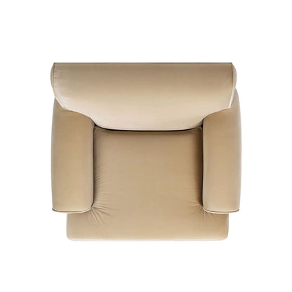 Alana Lawson accent arm chair in tan faux leather with padded arms on Tampa Home & Garden Store