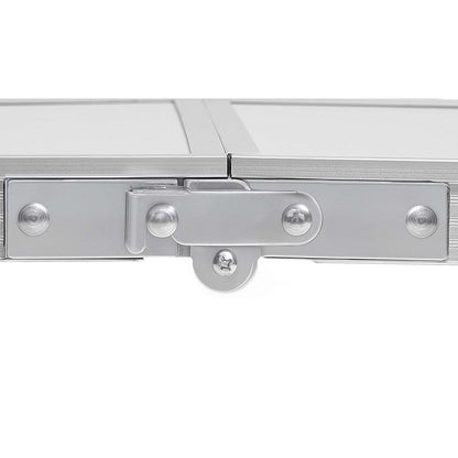 2ft Folding Portable Camping Table HouseOfZazla aluminum frame hinge close-up on Tampa Home & Garden Store