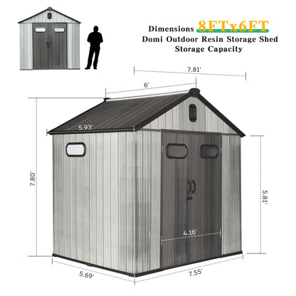 8x6ft resin outdoor storage shed with lockable door, gray panels by HouseOfZazla on Tampa Home & Garden Store