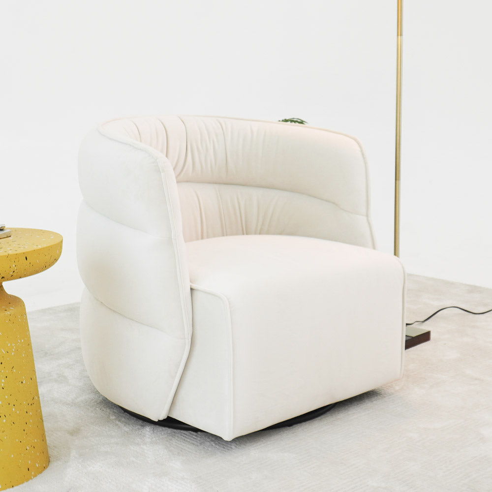 Walden Stylish Swivel Chair with Integrated Armrests cream faux leather by HouseOfZazla on Tampa Home & Garden Store