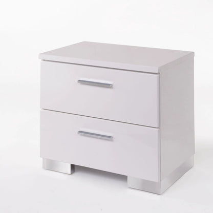 Lorimar white accent nightstand with horizontal metal bar pulls by Unique Piece Furniture on Tampa Home & Garden Store