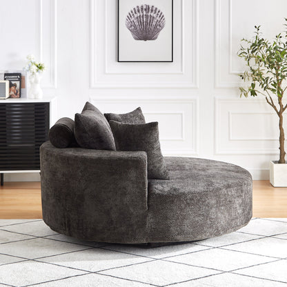 55'' Chenille Foam Swivel Chair dark gray accent furniture by HouseOfZazla on Tampa Home & Garden Store