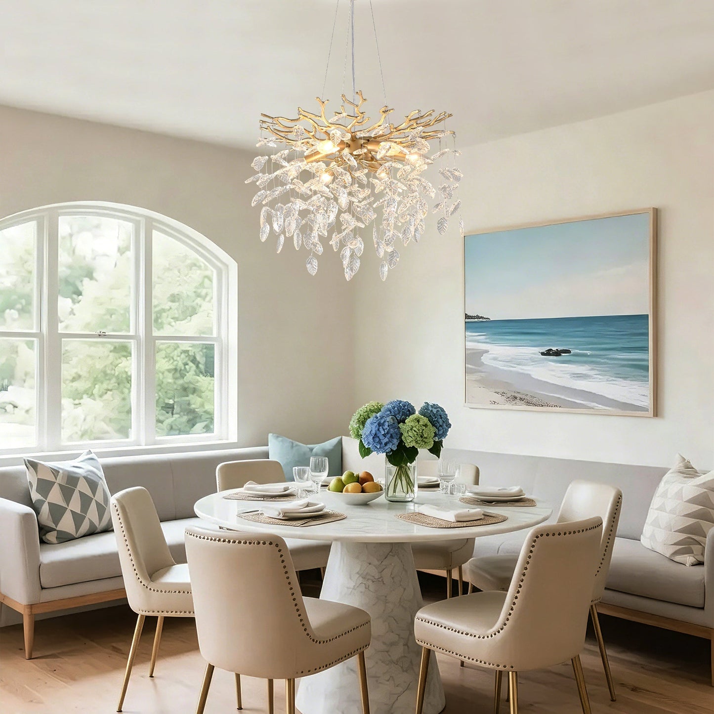 6-Light Crystal Chandelier in gold finish with hanging crystals HouseOfZazla on Tampa Home & Garden Store