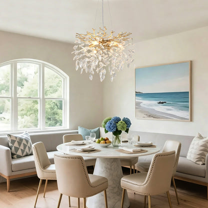 6-Light Crystal Chandelier in gold finish with hanging crystals HouseOfZazla on Tampa Home & Garden Store