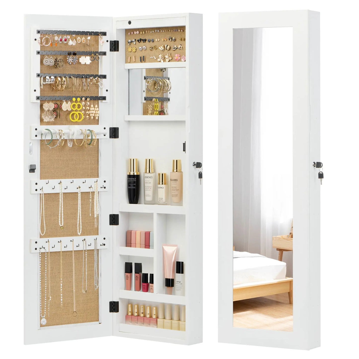 Wall Mounted Jewelry Armoire With Led Light