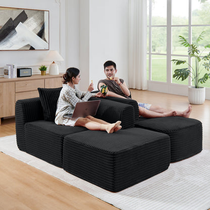 HouseOfZazla 114-inch Cloud Sectional with L-Shape Chaise black ribbed fabric on Tampa Home & Garden Store