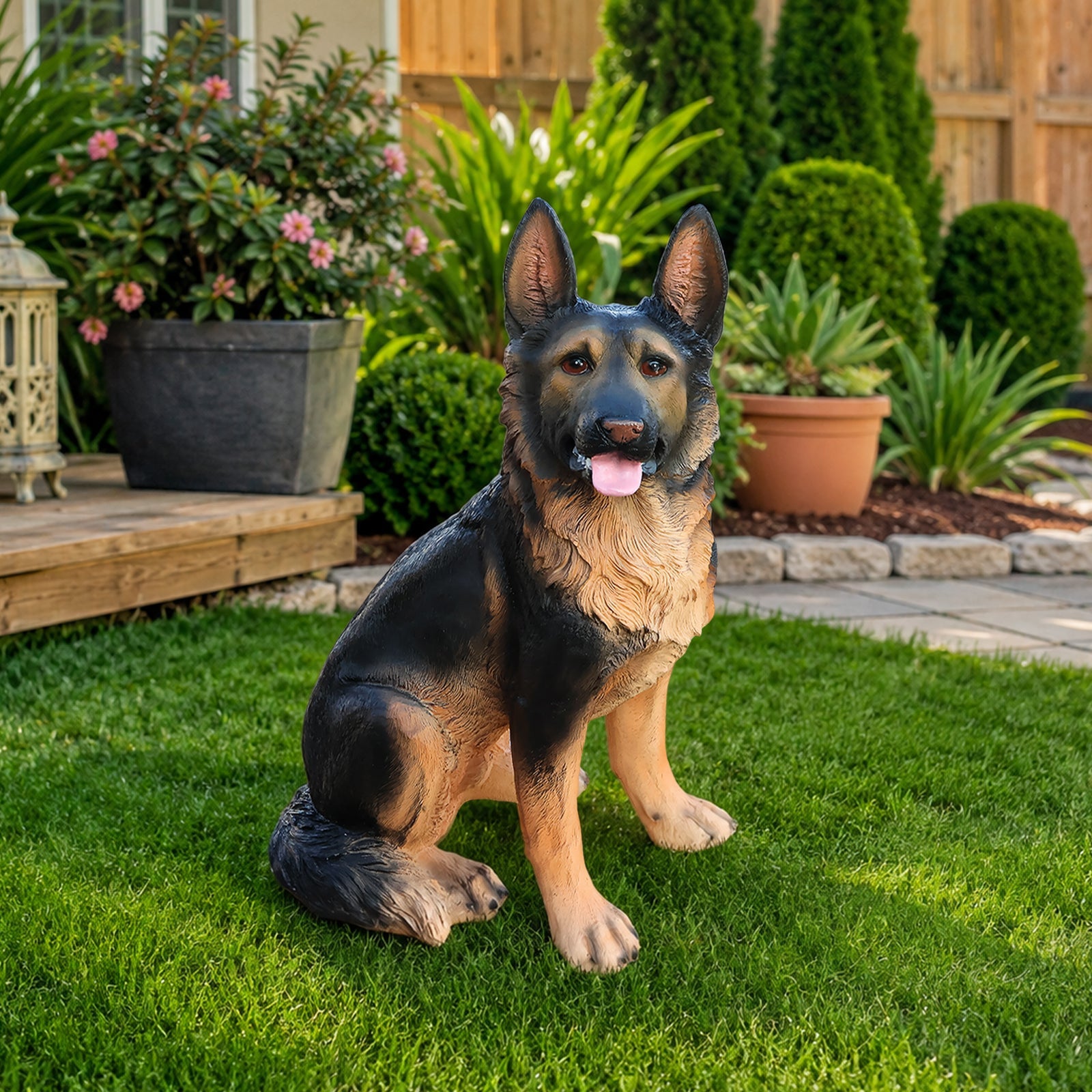 Outdoor German Shepherd dog statue for garden with lifelike detail by HouseOfZazla on Tampa Home & Garden Store