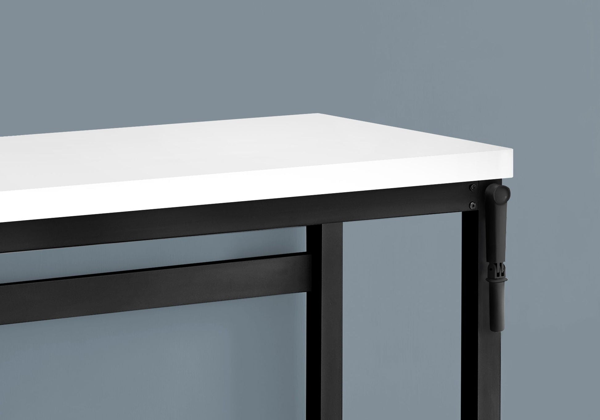 Adjustable standing computer desk by HouseOfZazla with white tabletop and black metal frame on Tampa Home & Garden Store