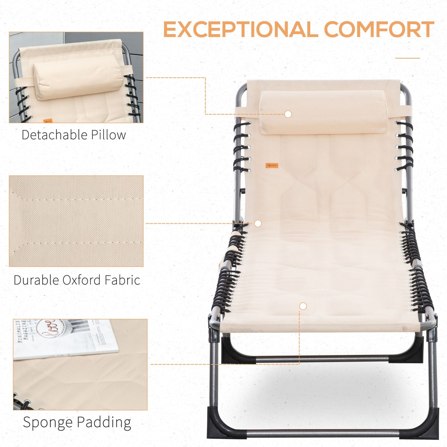 Thick and Padded Outdoor Folding Lounge Chair