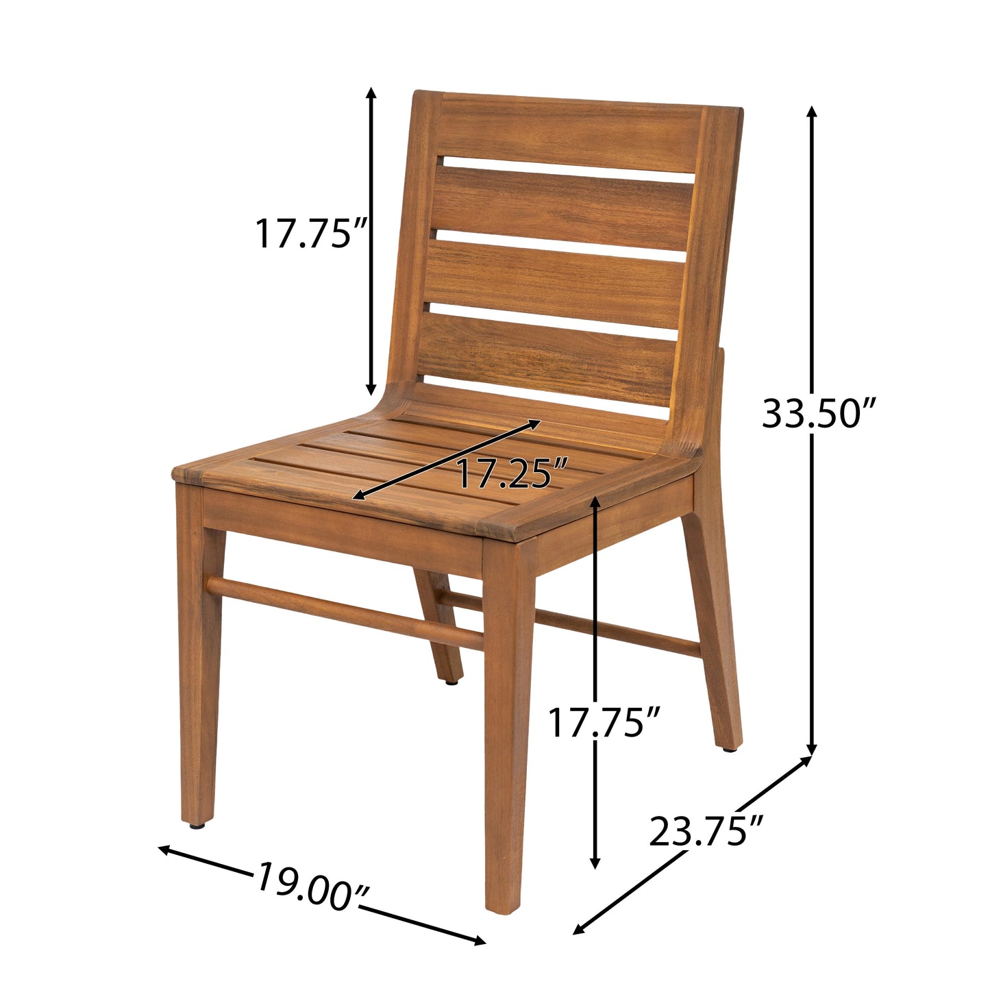 7 Piece Outdoor Acacia Wood Dining Set chair by HouseOfZazla with slatted back in brown on Tampa Home & Garden Store