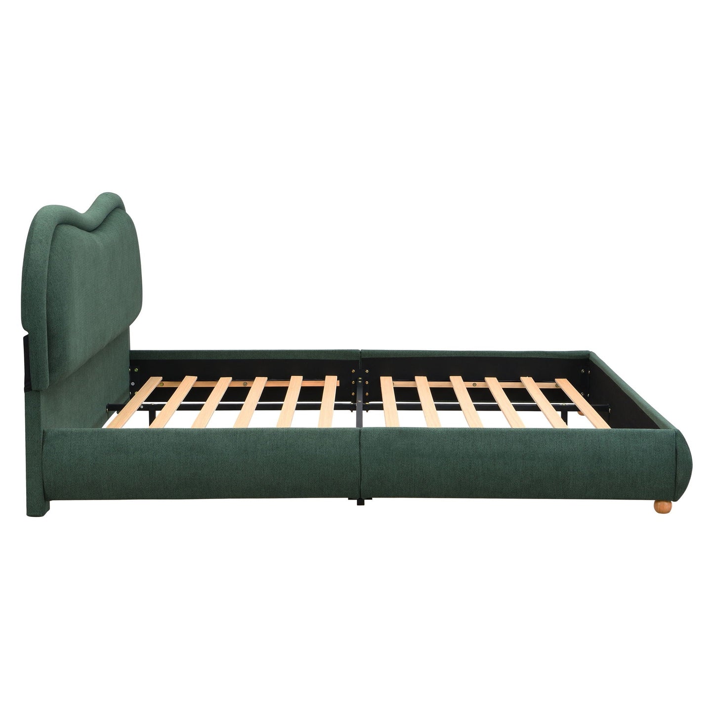 Upholstered Platform Bed with Curved Headboard