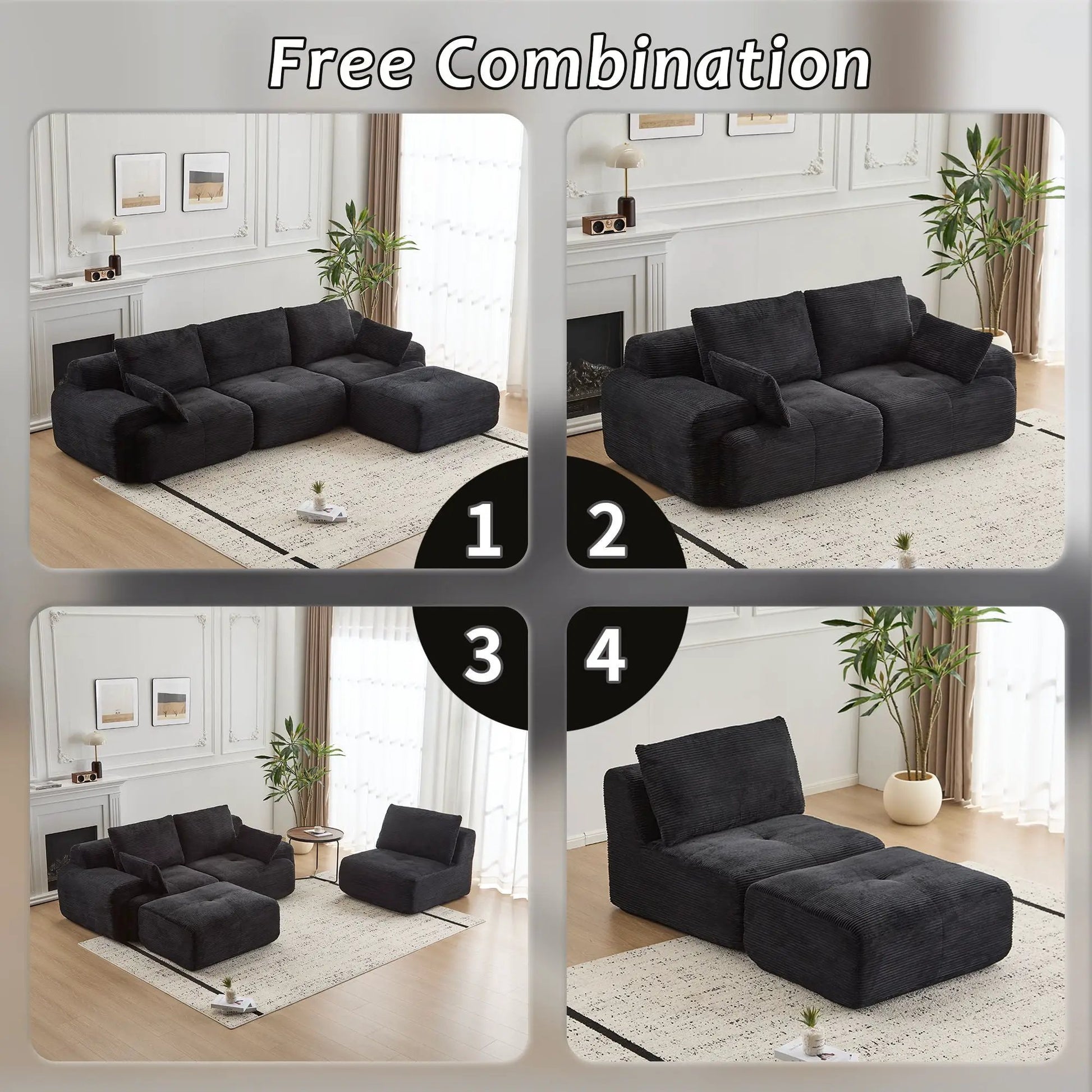 Compressed Sofa 2-Piece Large Sectional Living Room Set in dark charcoal fabric on Tampa Home & Garden Store