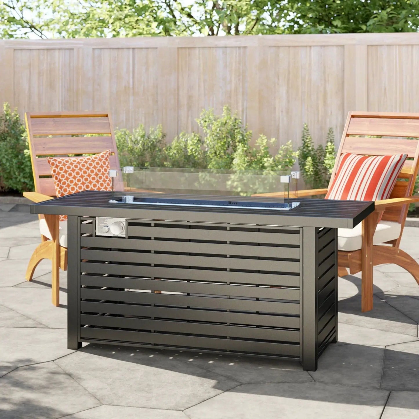 Propane Fire Pit Table with Cover Black Outdoor