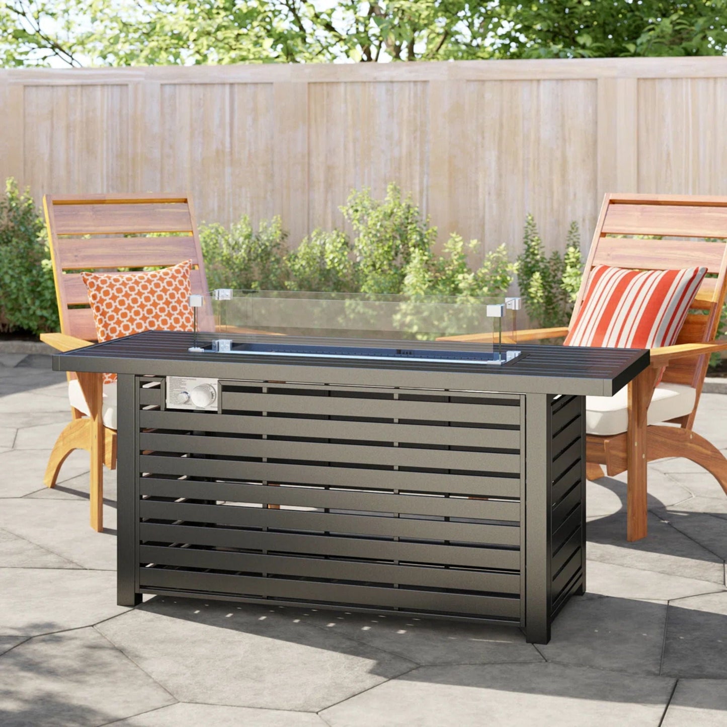 Propane Outdoor Fire Pit Table and Steel Lid