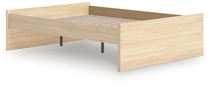 Onita platform bed frame in light oak with metal legs, storage bed on Tampa Home & Garden Store