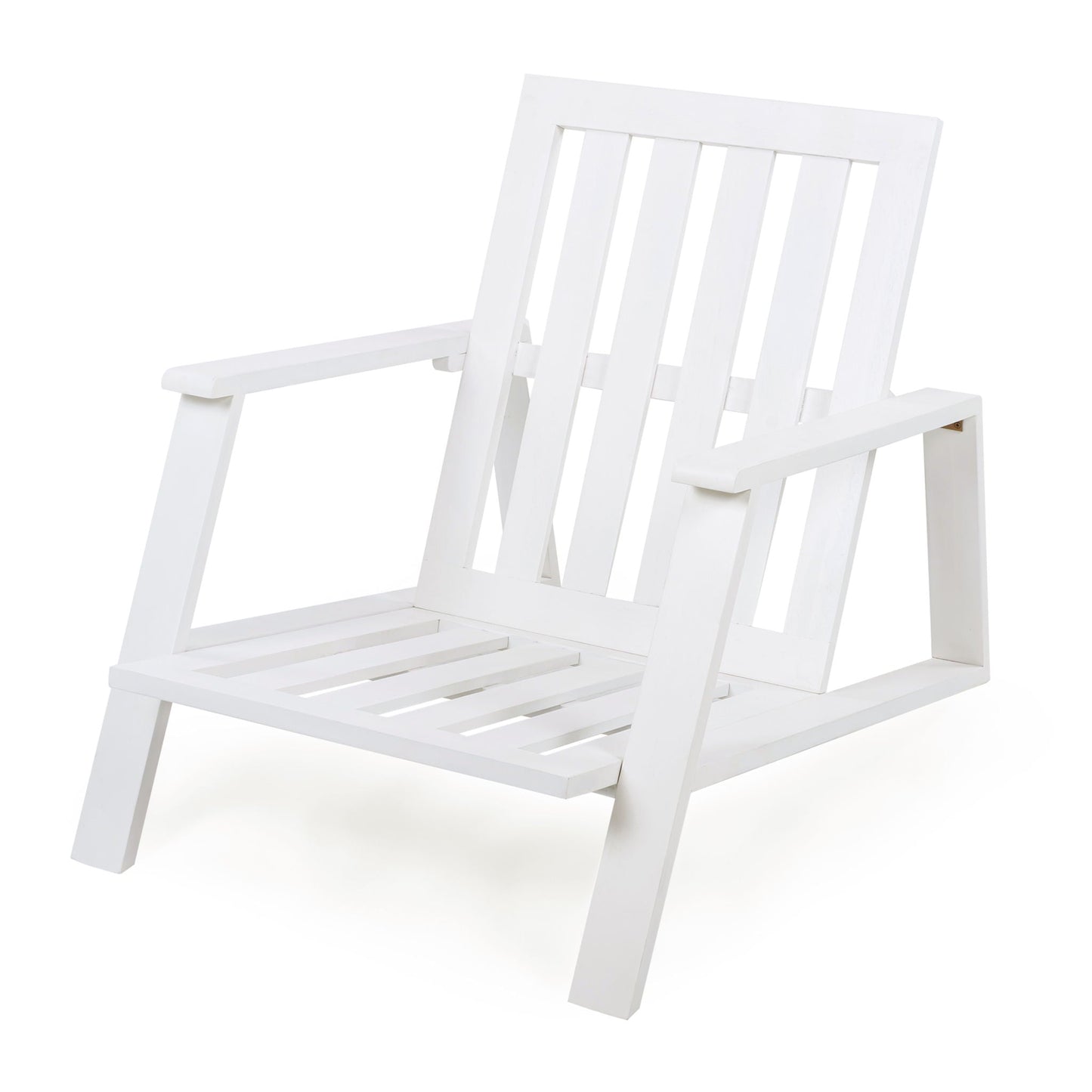 Outdoor Patio Lounge Chair Set of 2 by HouseOfZazla, white wooden chairs with slatted backs on Tampa Home & Garden Store