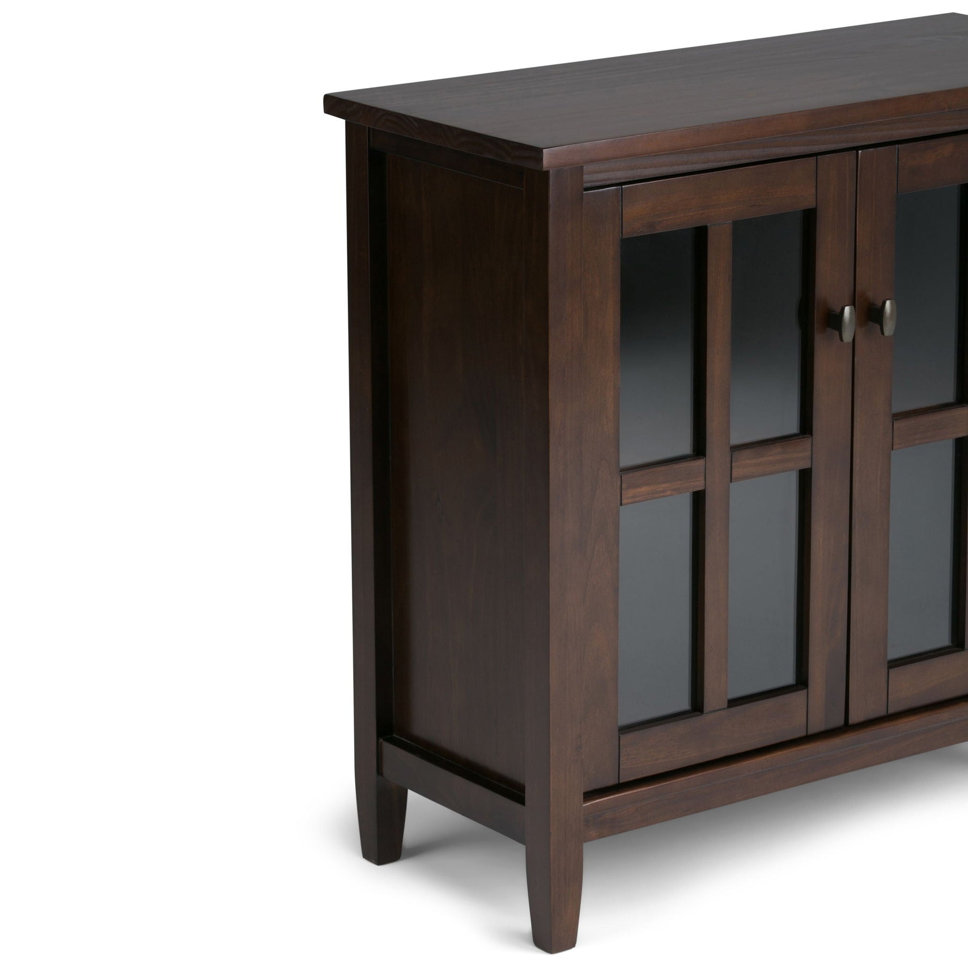 Warm Shaker handcrafted low storage cabinet, dark wood with glass doors by HouseOfZazla on Tampa Home & Garden Store
