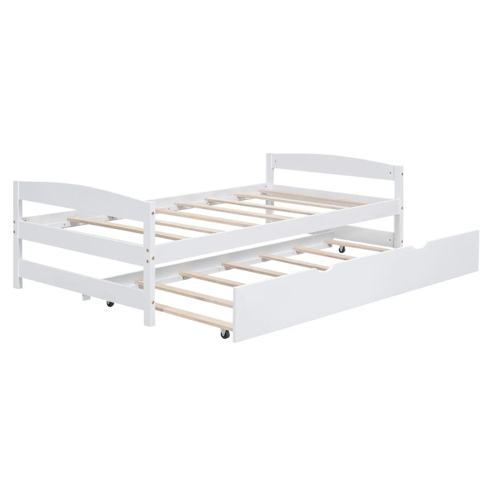 Platform bed with trundle in white finish with natural wood slats by Unique Piece Furniture on Tampa Home & Garden Store