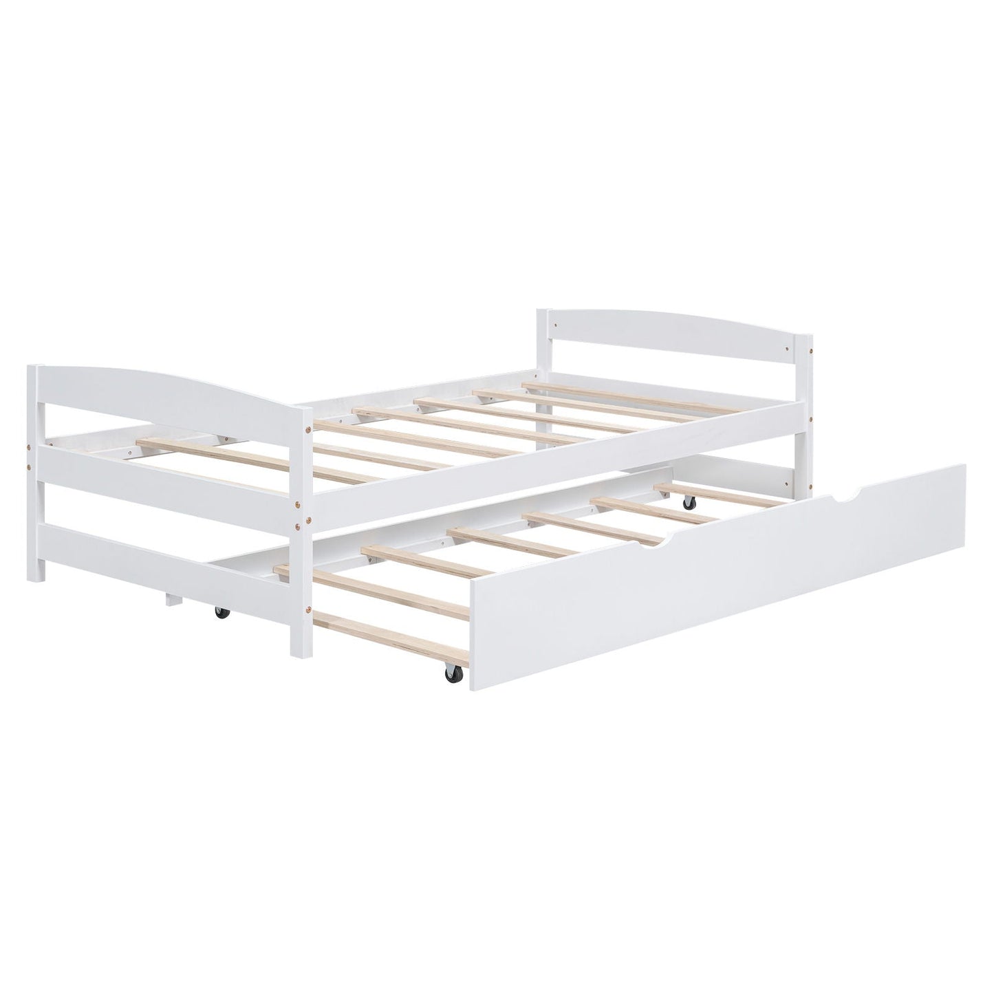 White platform bed with pull-out trundle and wood slat foundation, HouseOfZazla on Tampa Home & Garden Store