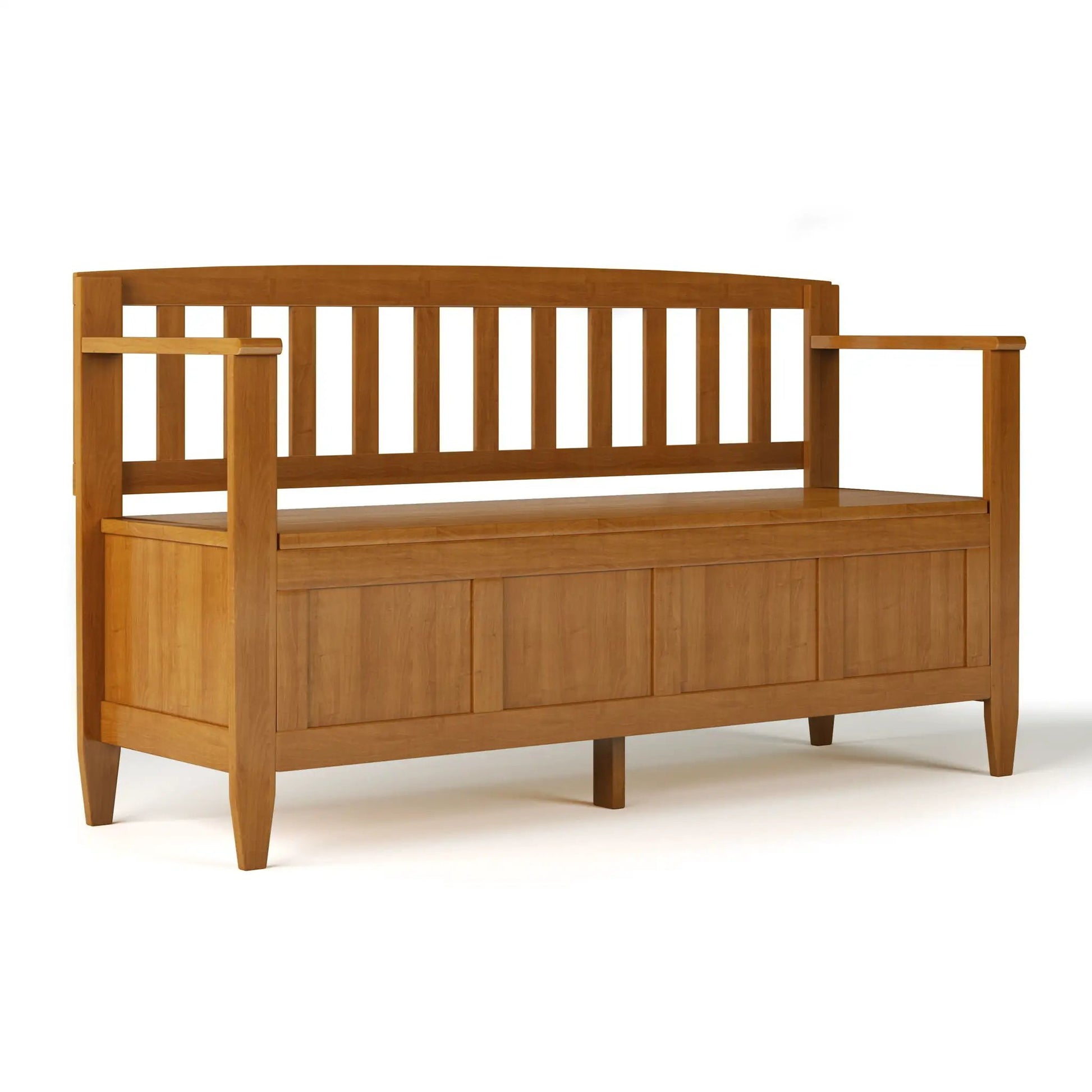 Brooklyn Handcrafted Entryway Storage Bench by Unique Piece Furniture in warm oak wood on Tampa Home & Garden Store