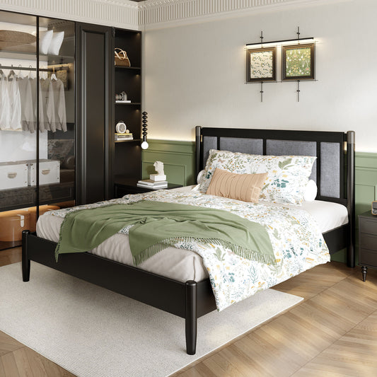 Solid Wood Queen Bed and Heavy Duty Support