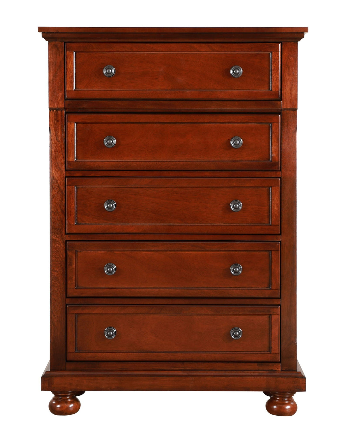 Meade Chest accent dresser with felt-lined top drawer in dark brown wood; round metal knobs on Tampa Home & Garden Store