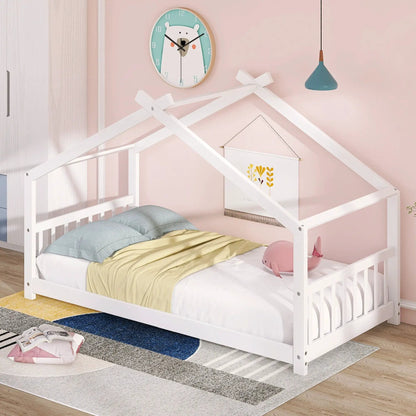 Playhouse Design Bed with Cozy Roof for Kids