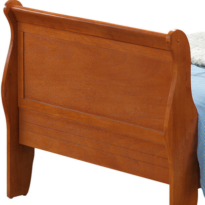 Louis Phillipe Panel Sleigh Bed by HouseOfZazla in warm cherry wood with curved posts on Tampa Home & Garden Store