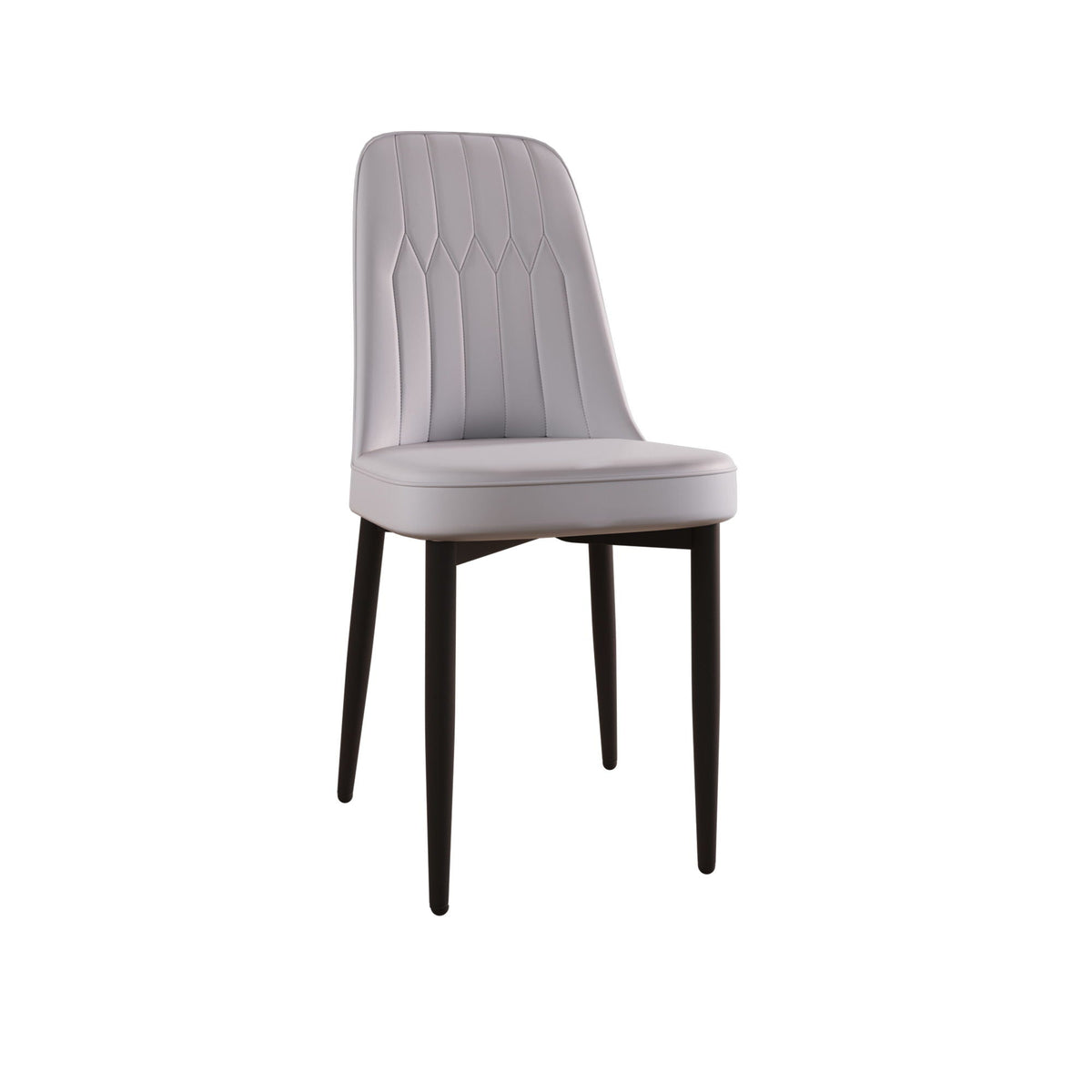 Modern dining chair by HouseOfZazla with gray cushioned upholstery and black metal legs on Tampa Home & Garden Store