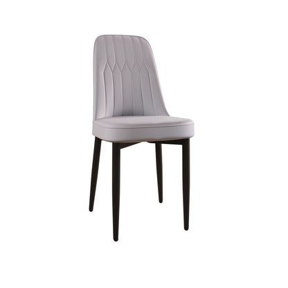Modern dining chair by HouseOfZazla with gray cushioned upholstery and black metal legs on Tampa Home & Garden Store