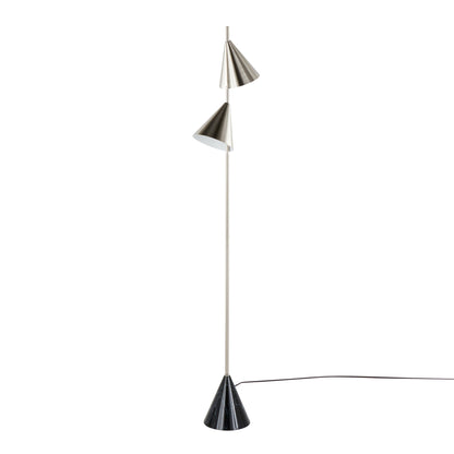 Cone Contemporary Floor Lamp by HouseOfZazla; three metallic conical shades in silver and black on Tampa Home & Garden Store