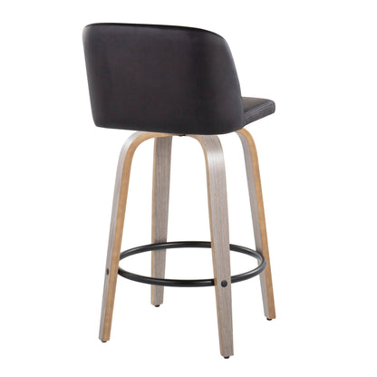 Toriano Counter Stool, black faux leather seat with wood legs by HouseOfZazla footrest on Tampa Home & Garden Store