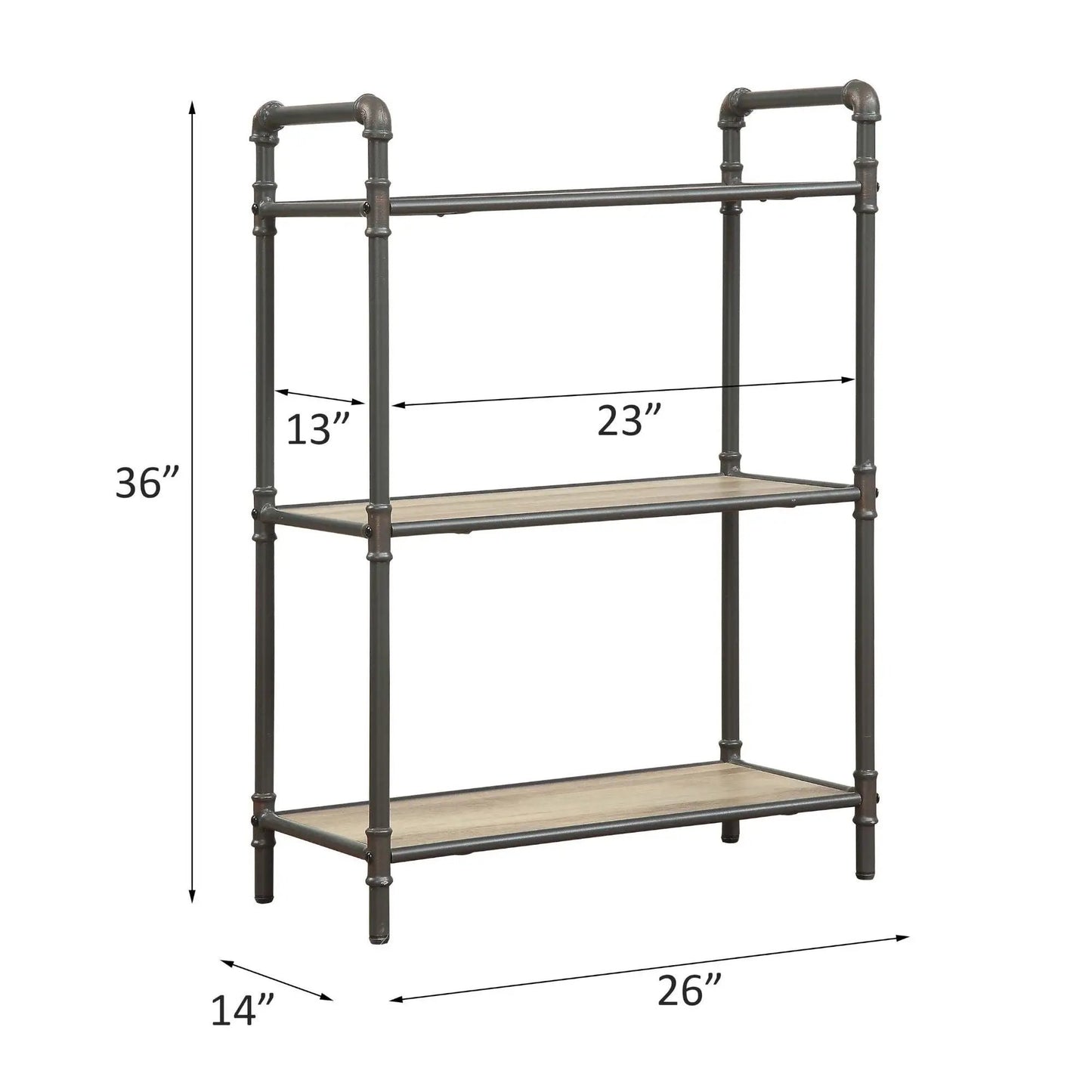Itzel Bookshelf etageres with dark metal pipe-frame and wood shelves by Unique Piece Furniture on Tampa Home & Garden Store